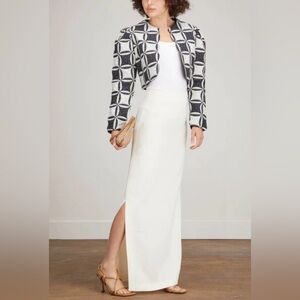 Sea New York Quilted Patchwork Crop Top Jacket Black White XS